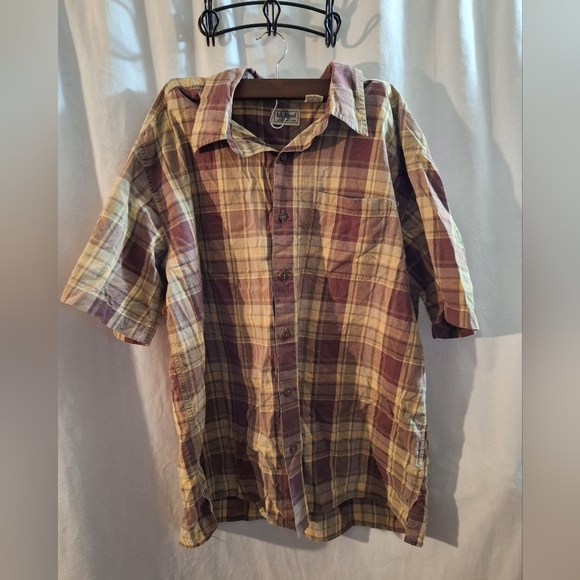 L.L. Bean Maroon and Beige Plaid Button Down Shirt - Picture 1 of 6